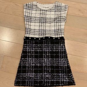 Les Tout Petits made in usa girls silver shimmer white black Pearl waist dress